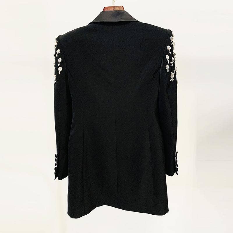 Jade Black Rhinestone Mini Blazer Dress